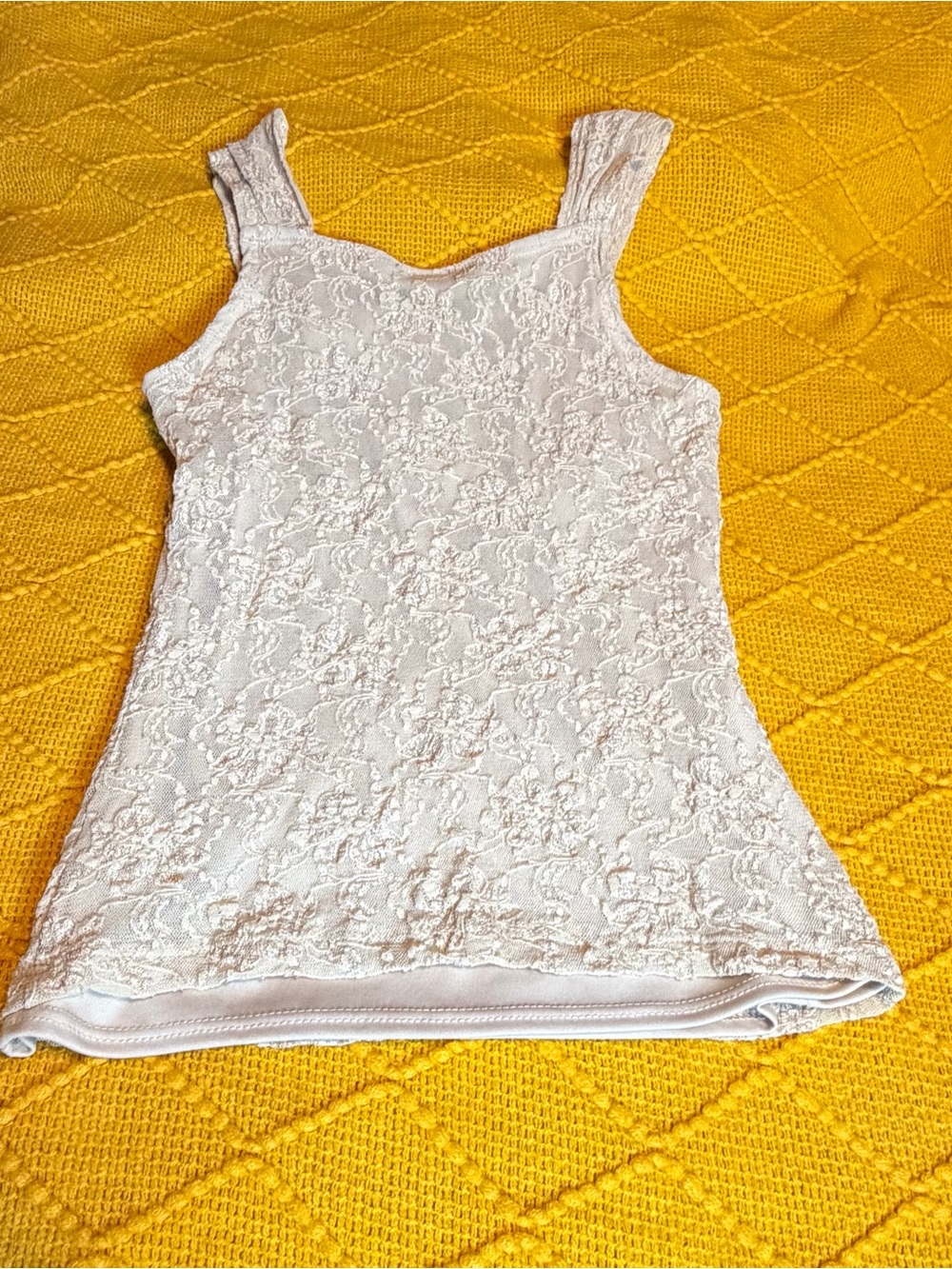 A. Byer Cream Lace V-Neck Tunic Tank and Skinny Blouse - Picture 5 of 10